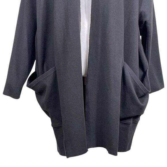 PACT Airplane Cardigan Sweater Size M/L Black Organic Cotton Long Open Front EUC - Picture 7 of 16